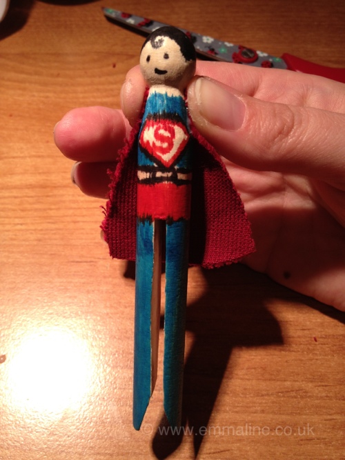 Superman peg doll by love emmaline