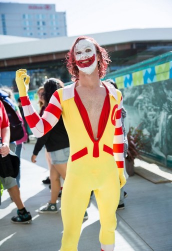 Cosplay mashup of The Joker and Ronald McDonald